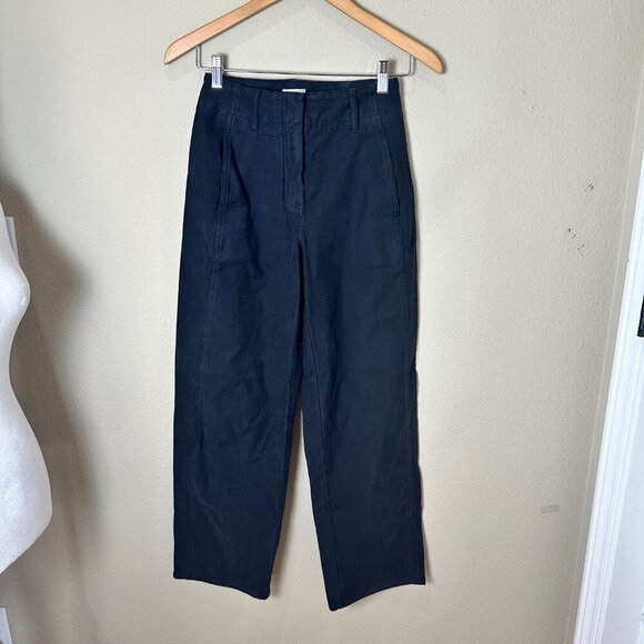 ARITZIA Wilfred Free Black Denim like Wide Leg Trousers Pants Size 00 - Picture 2 of 9